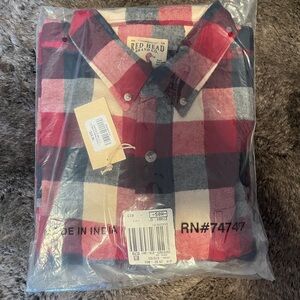 RedHead Plaid Button-Down Shirt in Red, Navy, and White